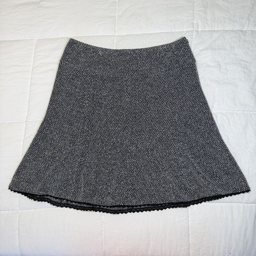Express Gray Tweed Skirt with Black Lace Trim Hem Size 8